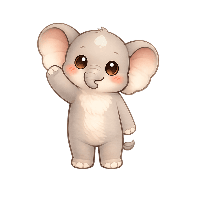 Claro the elephant waving hello